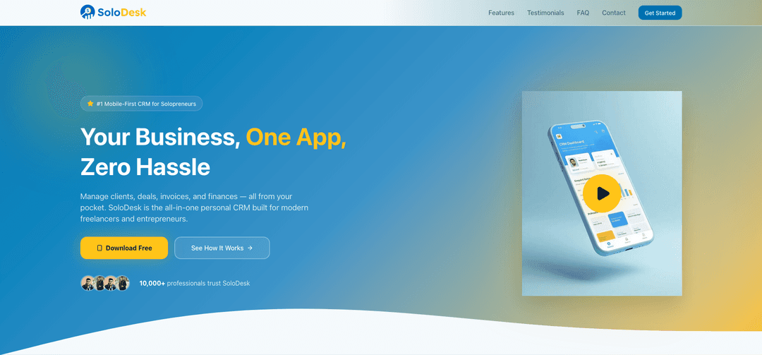 Solodesk – Mobile-First CRM for Solopreneurs