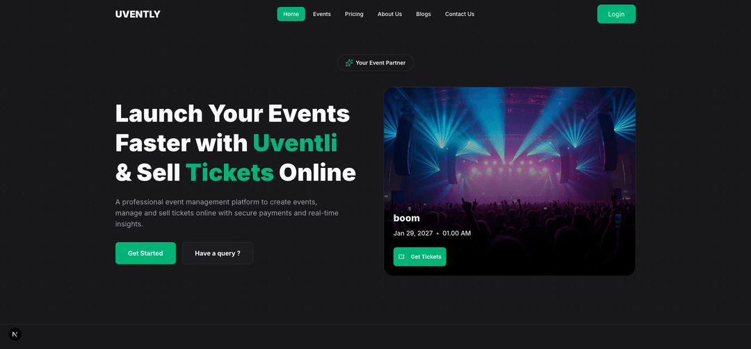 Uventli – Modern Event Management & Ticketing Platform